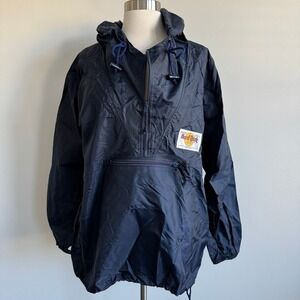 Hard Rock Cafe Hollywood Navy Blue Hooded Windbreaker Jacket Large